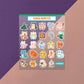 Kawaii Monster Mini Stickerbogen Clear Backing V2
