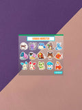 Kawaii Monster Mini Stickerbogen Clear Backing V3
