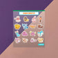Kawaii Monster Mini Stickerbogen Clear Backing V5