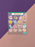 Kawaii Monster Mini Stickerbogen Clear Backing V5