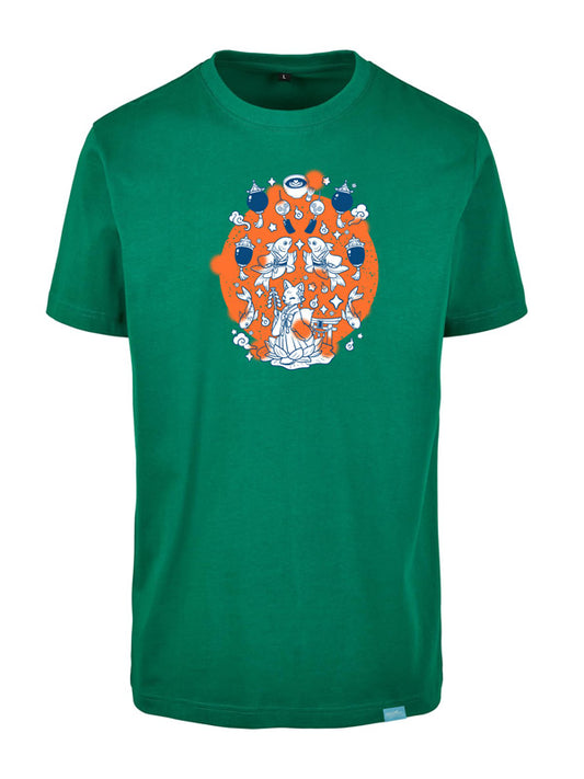 Floating Shrine Full Design - Round Neck T-Shirt