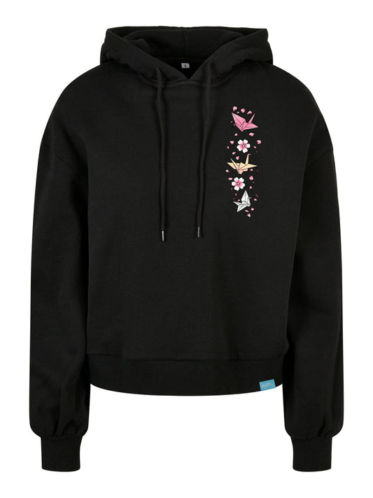 Midnight Sakura Vertical Design Ladies Organic Oversized Hoody