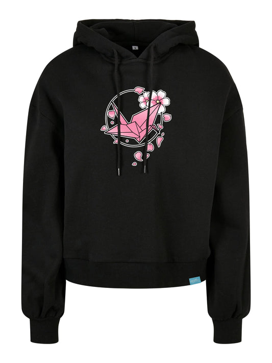 Midnight Sakura Circle Design Ladies Organic Oversized Hoody