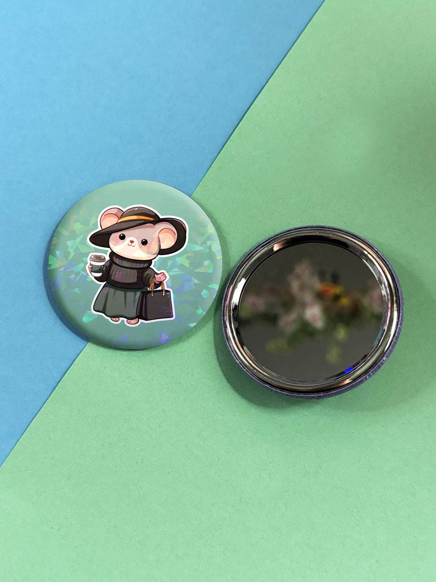Fashionista Mice Society Button Taschenspiegel verschiedene Design Varianten