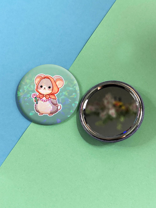 Fashionista Mice Society Button Taschenspiegel verschiedene Design Varianten