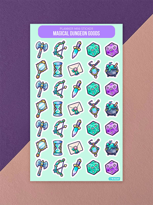 Magical Dungeon Goods Loot – Kleine beschreibbare Deko-Sticker für Planer & Journals