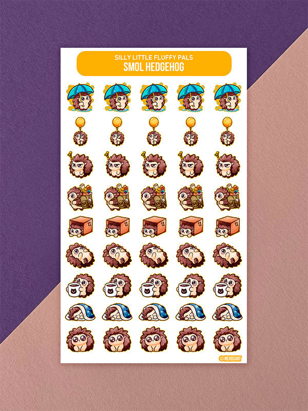 Silly Little Fluffy Pals Hedgehog  – Kleine beschreibbare Deko-Sticker für Planer & Journals