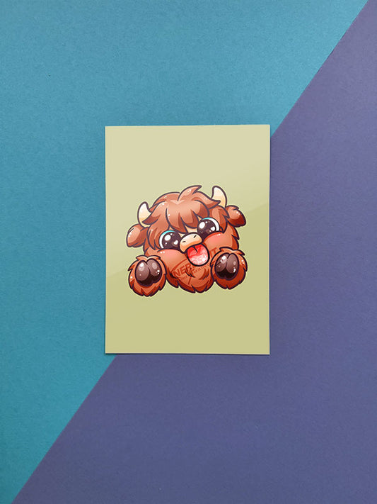 Silly Little Fluffy Pals Highland Cattle Artprint Postkarte versch. Varianten