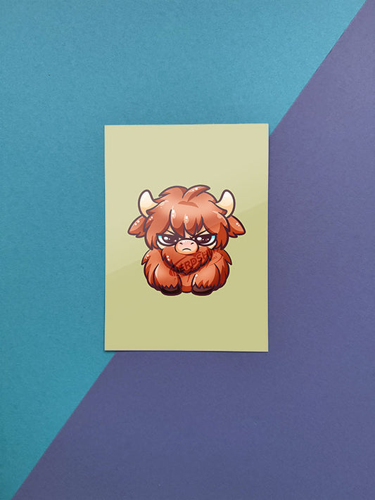 Silly Little Fluffy Pals Highland Cattle Artprint Postkarte versch. Varianten