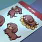 Kawaii Pup Dachshund Stickerbogen Holo Glitter Finish