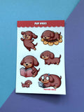 Kawaii Pup Dachshund Stickerbogen Holo Glitter Finish