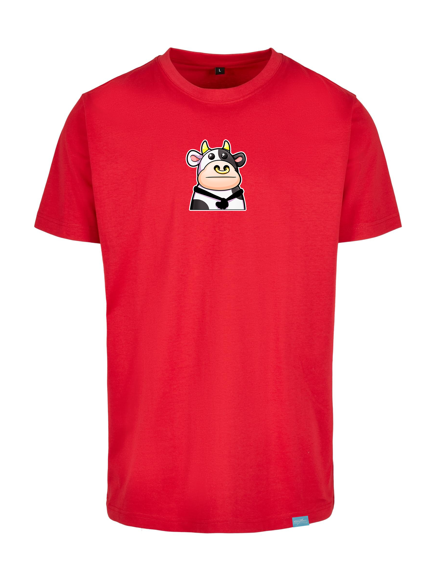 Kawaii Cow Round Neck T-Shirt - Big Design