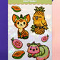 Fruitymals - Binturong Papagei Serval Stickerbogen Holo Finish