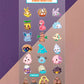 Kawaii Monster Mini Stickerbogen Clear Backing V8