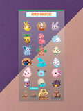 Kawaii Monster Mini Stickerbogen Clear Backing V8