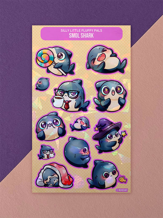 Silly Little Fluffy Pals Shark Stickerbogen Holo Finish