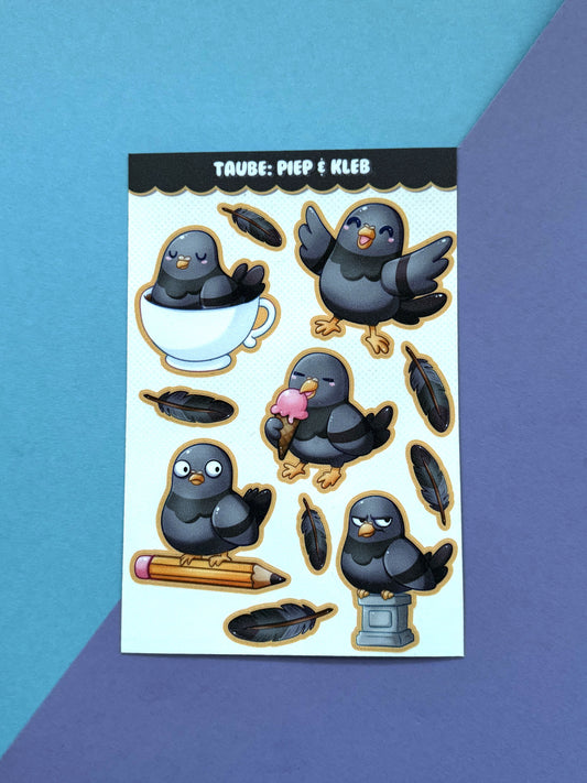 Piep & Kleb - Taube Stickerbogen Holo Glitter Finish